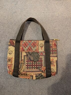 Vintage 90s Golf Tapestry Jacquard Mini Tote Bag Country Club Sports